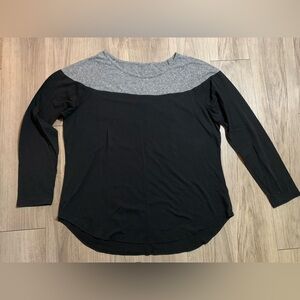 Athleta Long Sleeve Tee, Black and Gray, XL